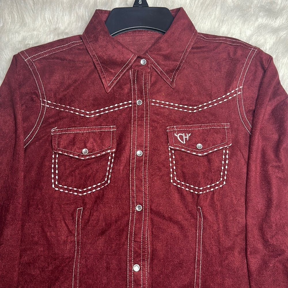 Cowgirl Hardware Women's Wine Faux Suede Long Sleeve Western Shirt| Cavender’s